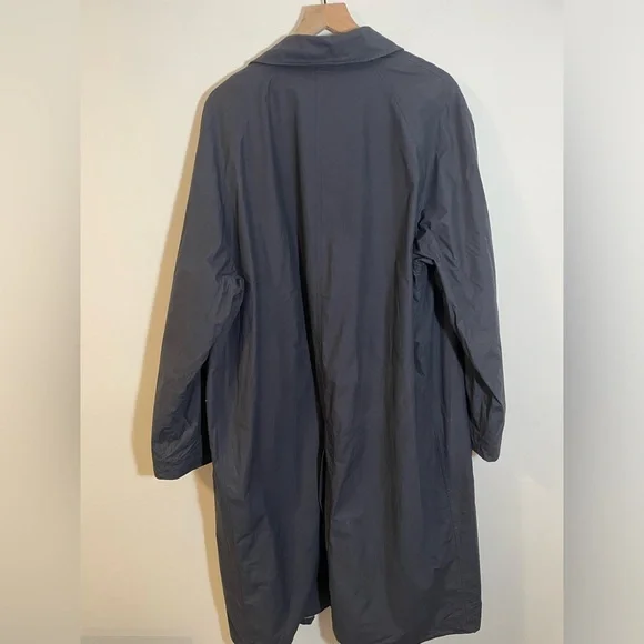 Vintage Brooks Brothers Navy Blue Trench Coat Size Large Missing Zip In Lining - Picture 4 of 16
